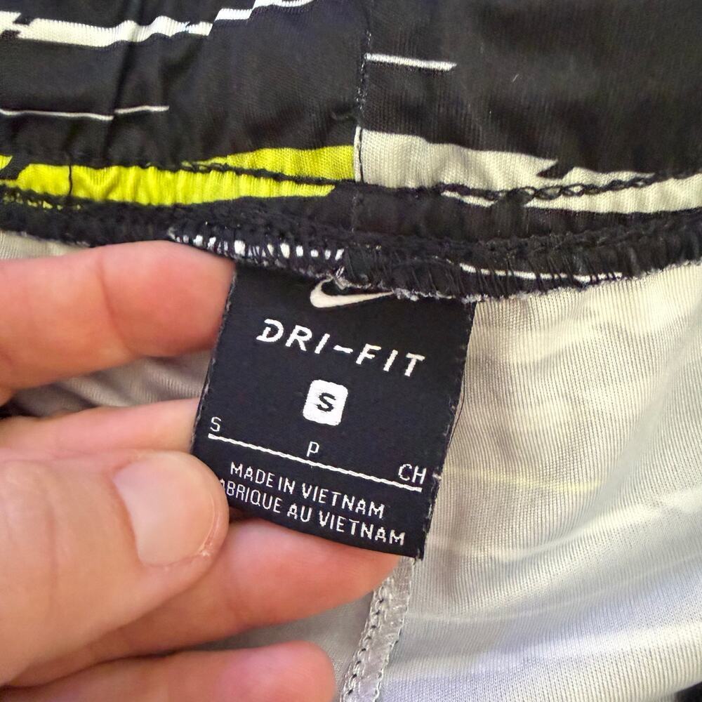 Nike shorts w stripes black white yellow womens cycling activewear sz S colorful